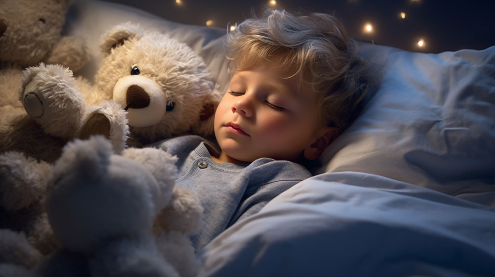 Kind schläft ruhig im Bett