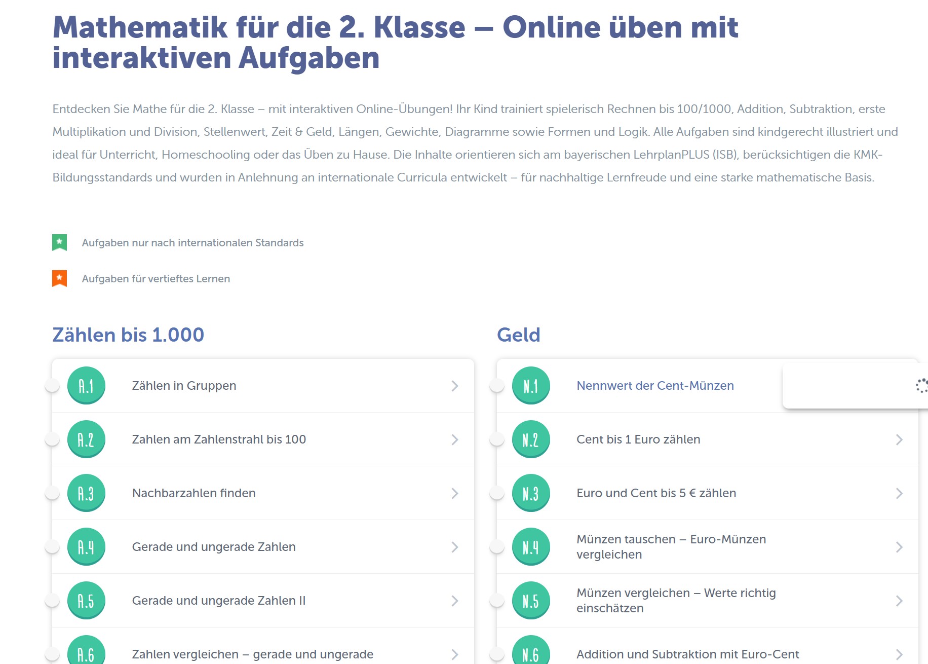 Schlaumik.de – interaktive Online-Übungen Mathematik 2. Klasse