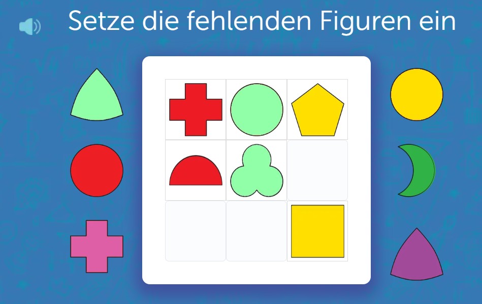 Geometrische Formen im Raster logisch ergänzen