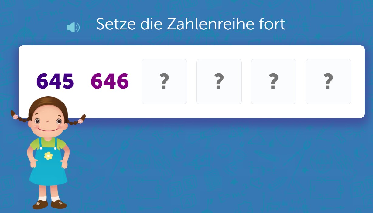 Zahlenreihe ab 645: Lücken fortsetzen