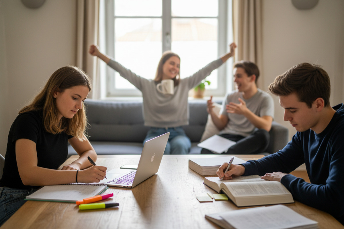 Alltagsszenen, die zeigen, wie Planung, Lernen, Pausen und Gespräche den Weg zum Abitur erleichtern können