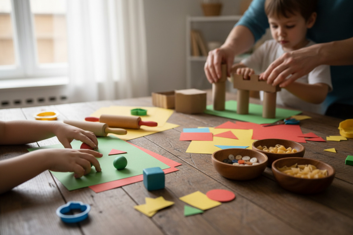 Formenlernen mit Alltagsmaterialien kneten, schneiden, sortieren und gemeinsam bauen