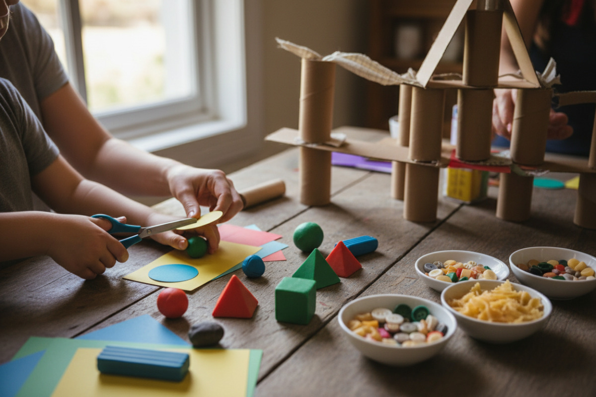 Formenlernen mit Alltagsmaterialien kneten, schneiden, sortieren und gemeinsam bauen