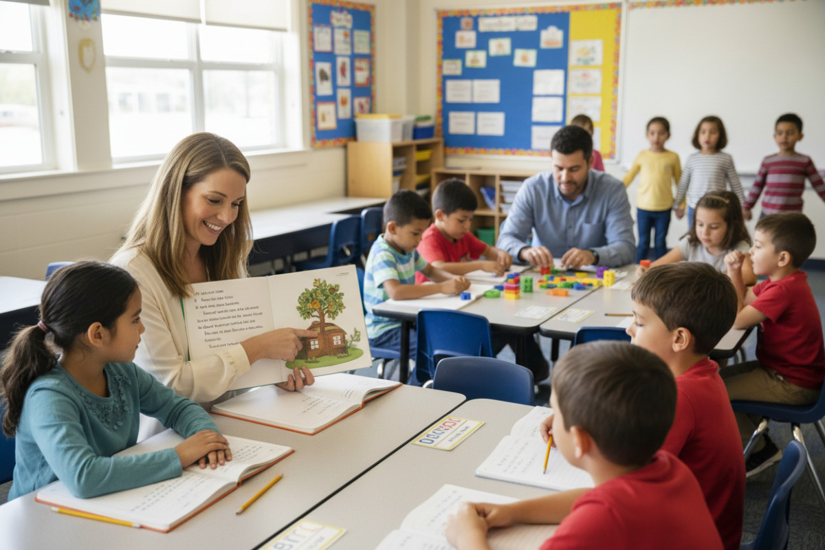 Alltagsszenen zeigen, wie kurze Lese-, Mathe- und Übergangsrituale Kinder in der zweiten Klasse verlässlich