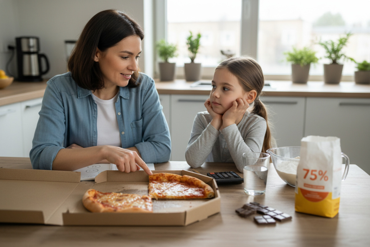 Abb. Gemeinsam Prozent und Bruchteile im Alltag besprechen.