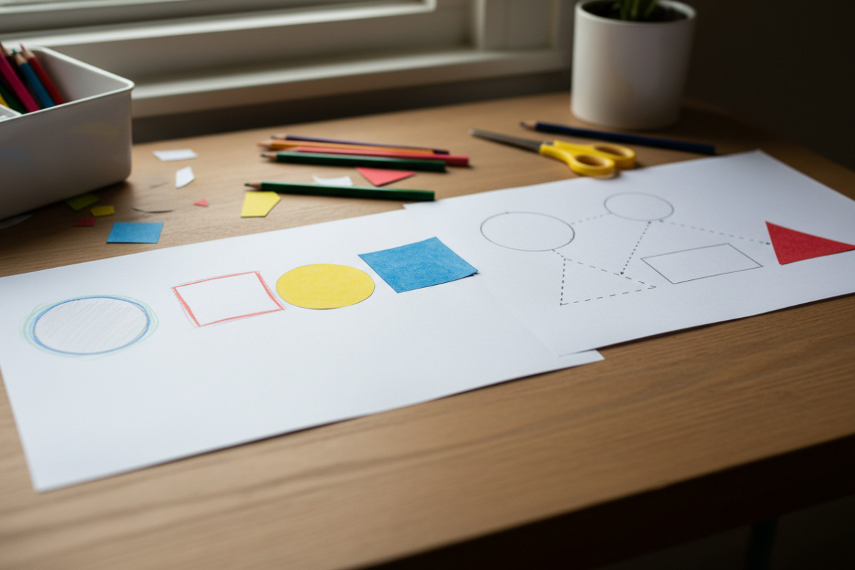 Abb. Mini-Übung Formen zeichnen, vergleichen, benennen.