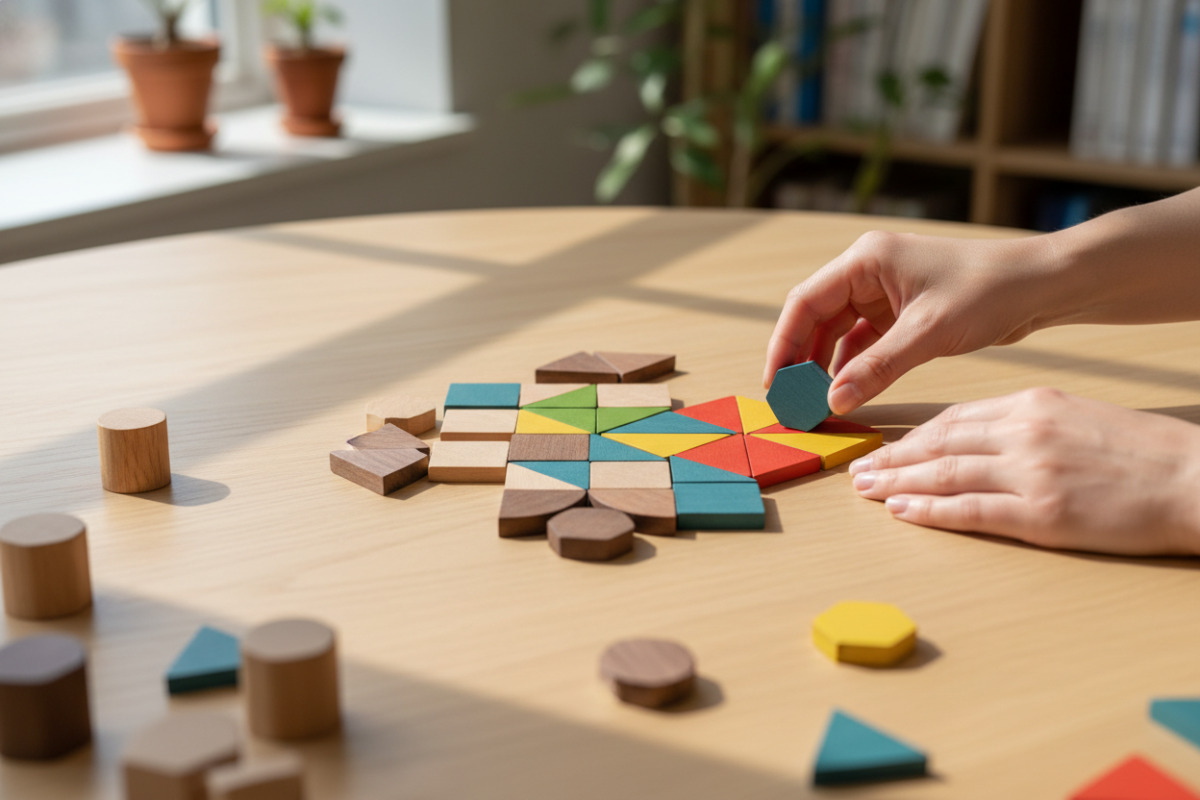 Abb. Muster legen verbindet Formen, Kreativität und Mathe in .