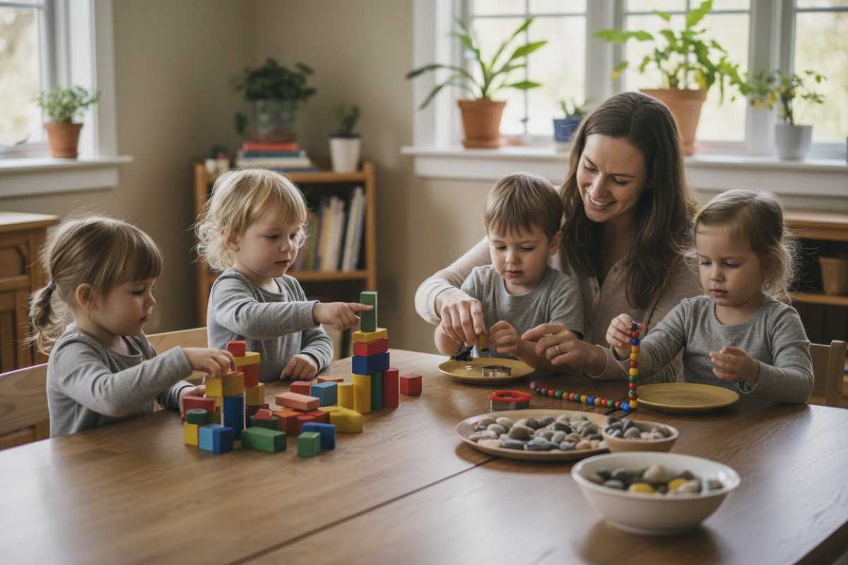 Alltagsnahe Mathe-Situationen zählen, spielen, ordnen, Formen finden und gemeinsam üben