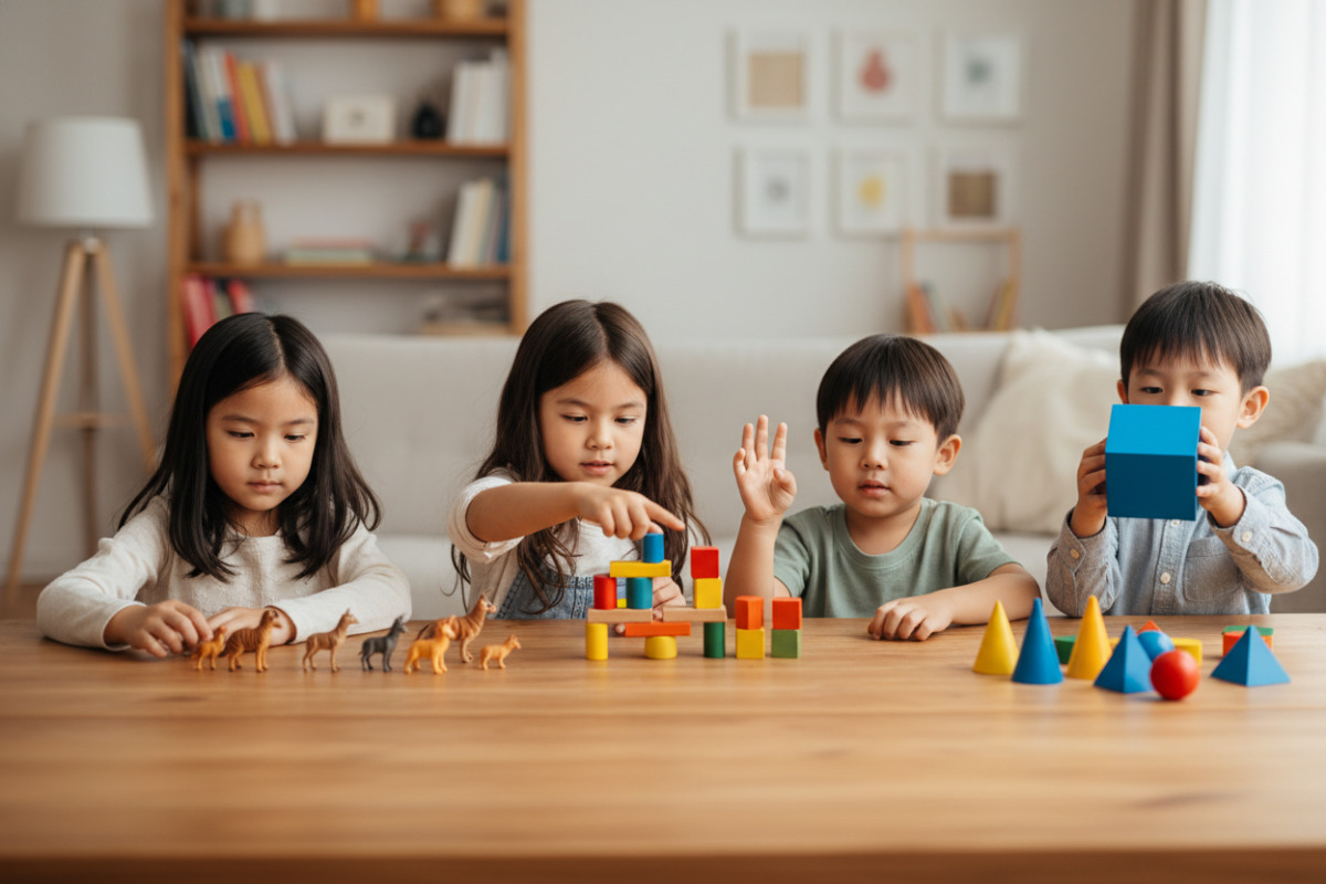 Alltagsnahe Mathe-Situationen zählen, spielen, ordnen, Formen finden und gemeinsam üben