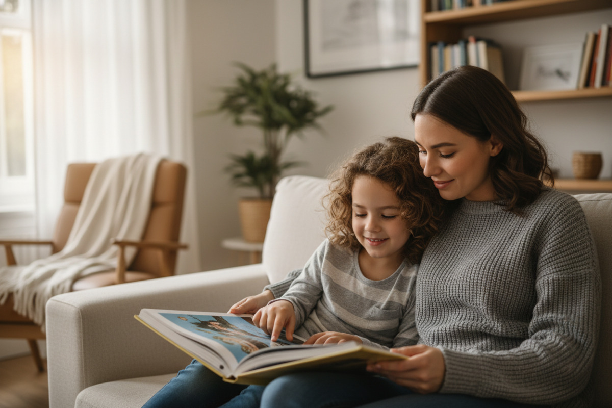 Abb. Gemeinsames Lesen schafft Nähe und nimmt Druck aus dem Lernen.
