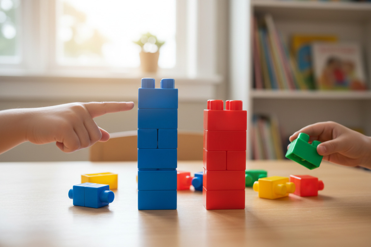 Abb. Mit Bausteinen lässt sich das Vergleichen besonders anschaulich üben.