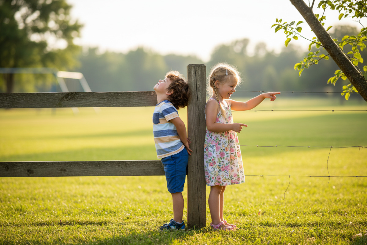 Die Bilder zeigen Alltagssituationen, in denen Kinder Höhe vergleichen, schätzen und sprachlich beschreiben.