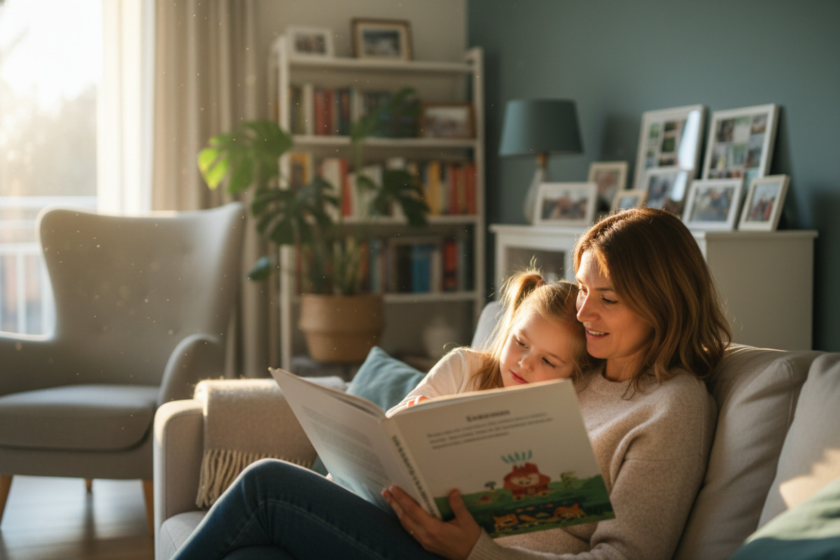 Abb. Gemeinsames Lesen gelingt oft am besten in ruhigen, zugewandten Atmosphäre.