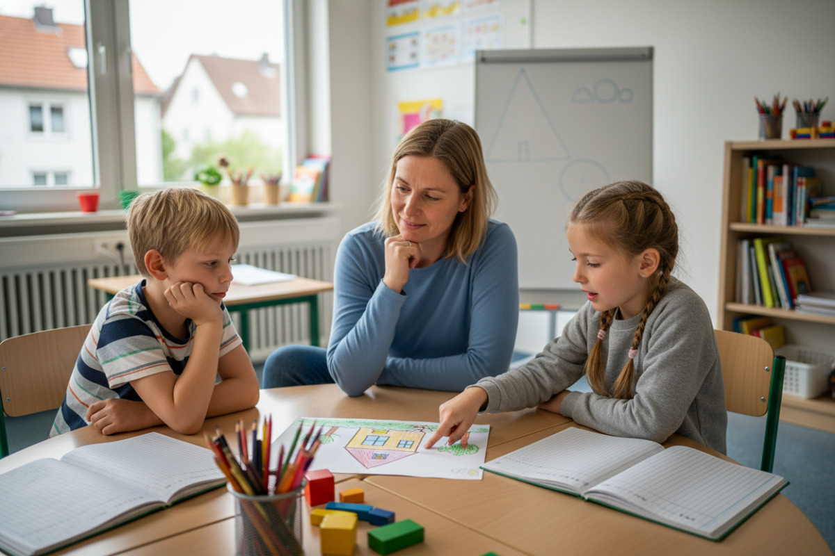 Abb. Nachdenken, zeigen und sprechen hilft Kindern oft mehr als schnelles Verbessern.