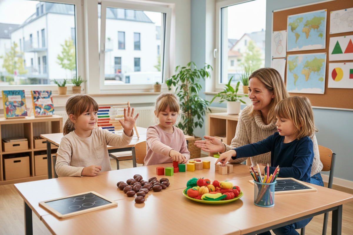 Abb. Mengen begreifen Kinder leichter, wenn sie mit echten Dingen sehen und anfassen.