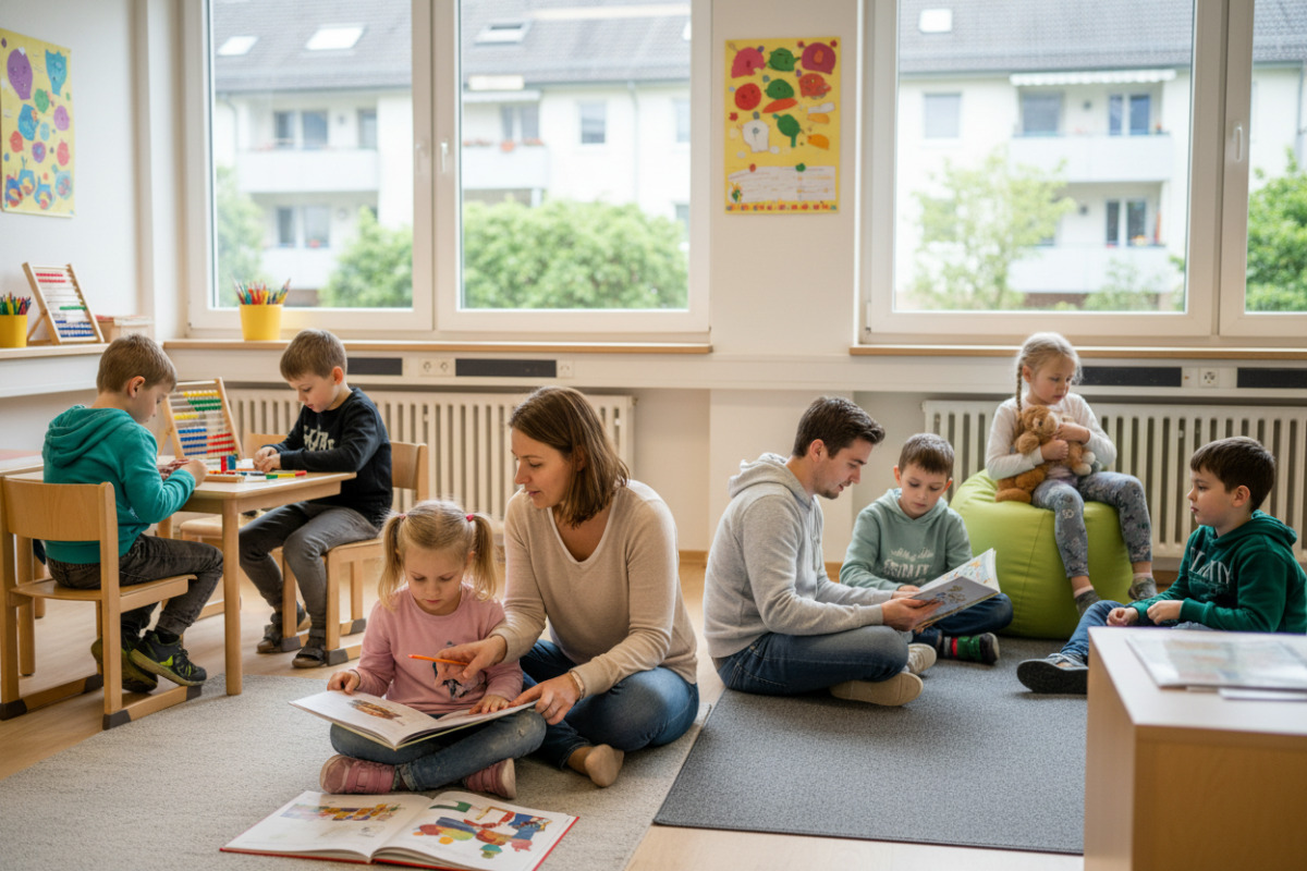 Die Bilder zeigen , ruhige Lernsituationen in der . Klasse lesen, zählen, begleiten, pausieren und gemeinsam Sicherheit