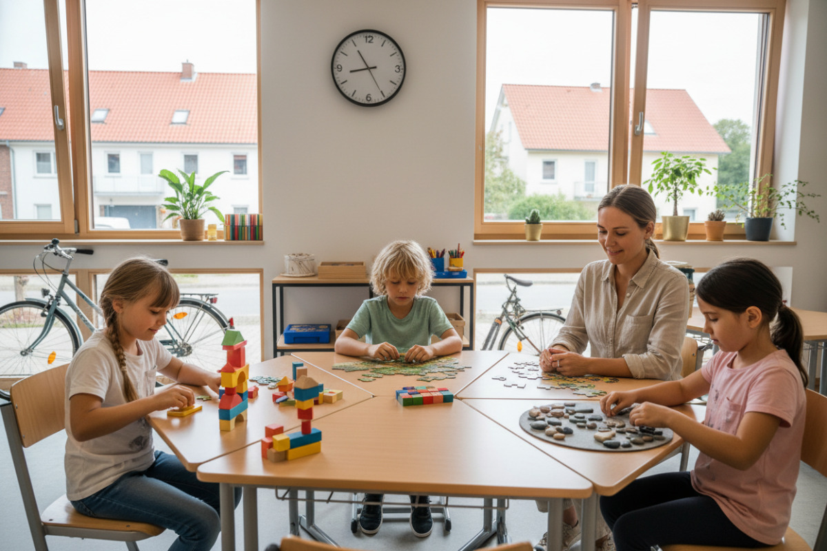 Die Bilder zeigen ruhige, alltagstaugliche Wege, wie Kinder in der . Klasse Konzentration ohne Druck aufbauen können.