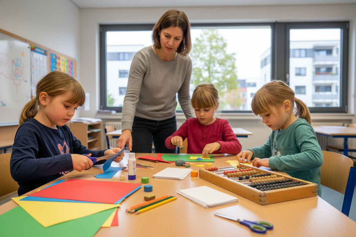 Abb. Einfache Materialien aus dem Unterrichtsalltag genügen oft für wirksame Übungsformen.