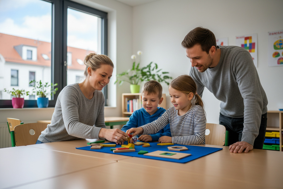Abb. Gemeinsam Formen entdecken klappt oft leichter als mit Druck.