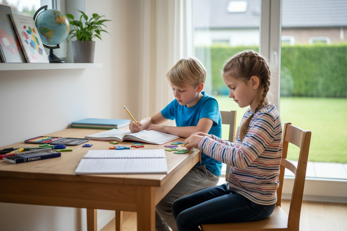 Abb. Ein ruhiger Arbeitsplatz hilft Kindern, sich auf Aufgabe einzulassen.