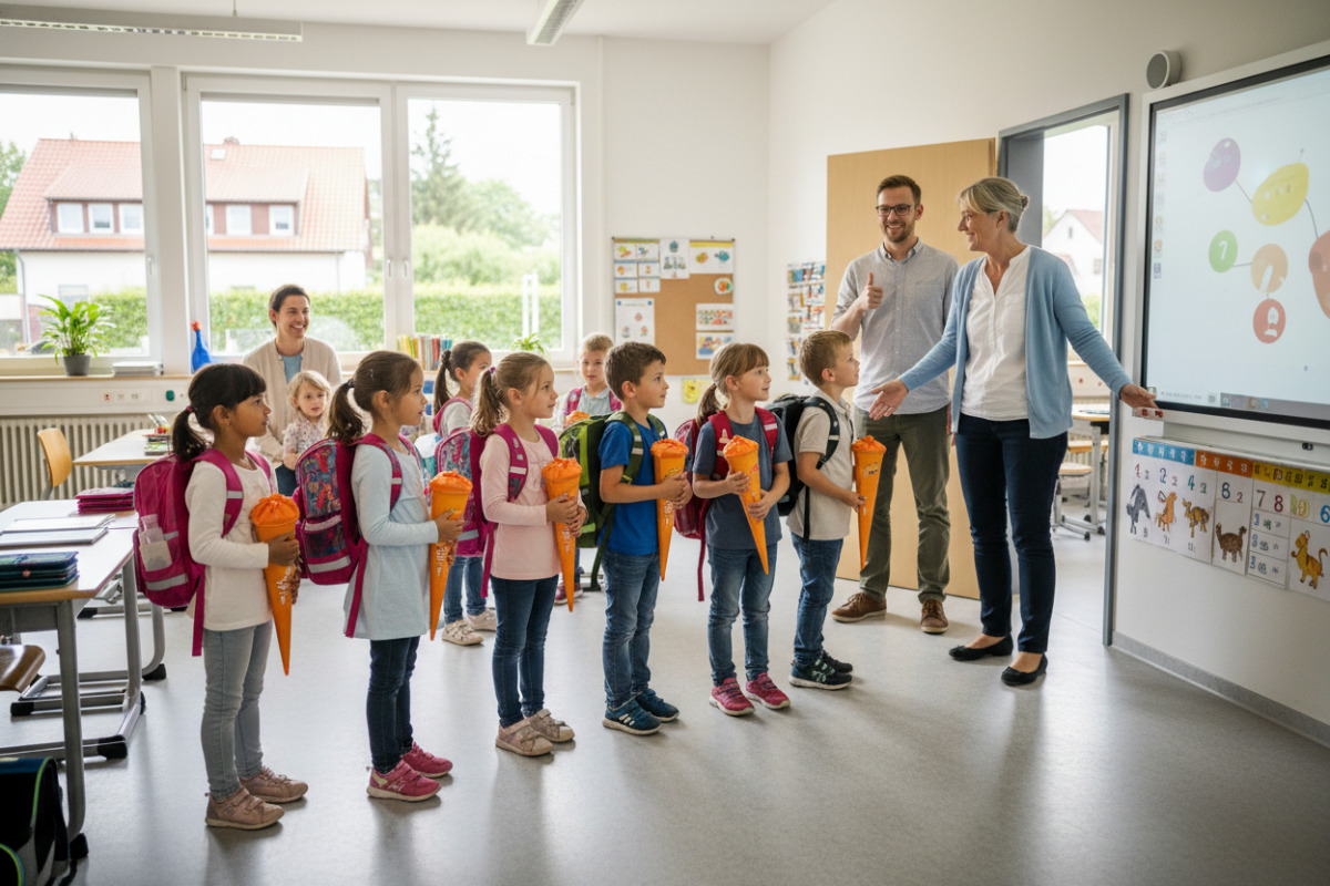 Abb. Feste Abläufe und freundliche Begleitung geben Erstklässlern Orientierung.