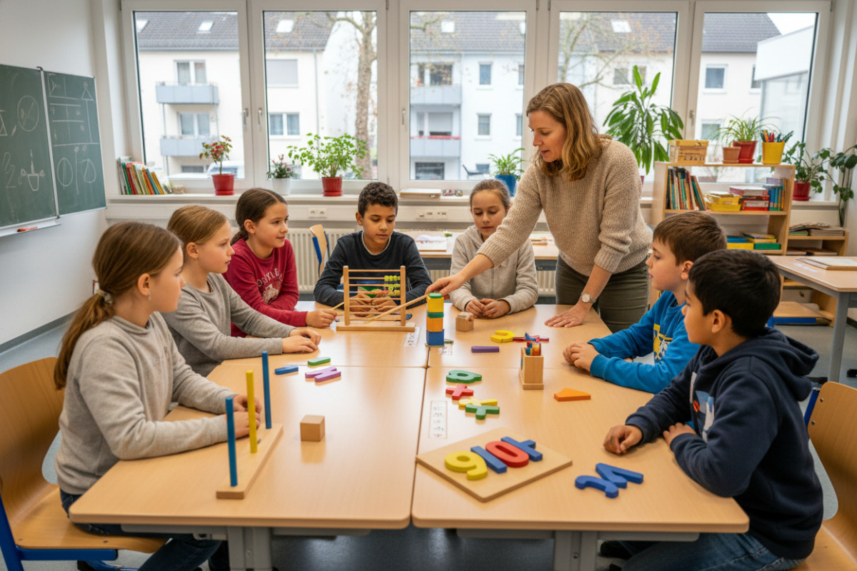 Abb. Konkretes Material macht für Kinder in der . Klasse besser begreifbar.