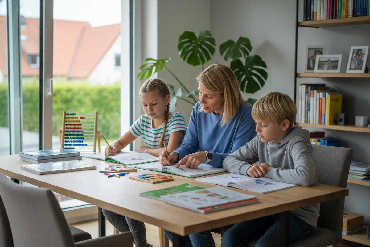 Abb. Gemeinsames Rechnen gelingt oft am besten in ruhiger, freundlicher Atmosphäre.
