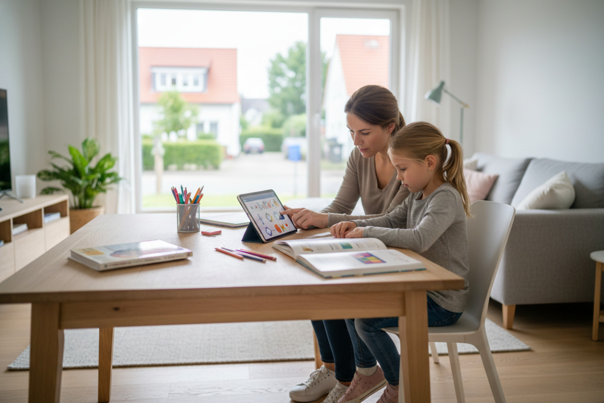 Abb. Ein ruhiger Lernmoment zu Hause hilft Kindern, sich sicher zu fühlen.