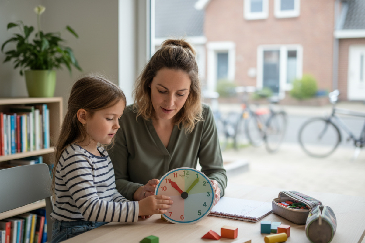 Abb. Ein ruhiger Start mit gut sichtbaren Lernuhr hilft beim ersten Verstehen.