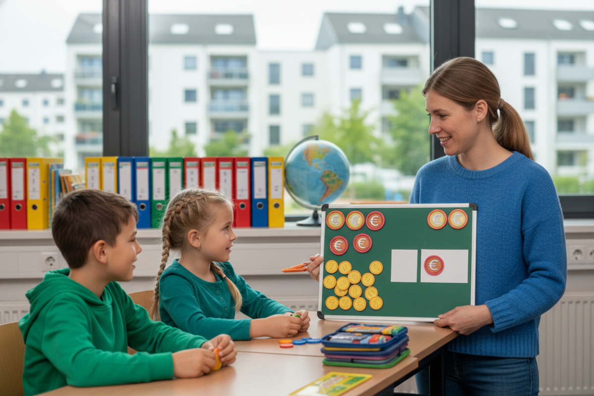 Abb. Mit klaren verstehen Kinder schnell, wie Rückgeld entsteht.