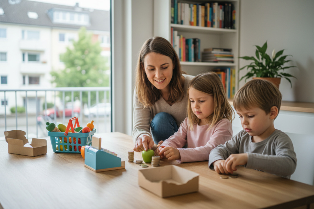 Kinder lernen Rückgeld am besten mit echten Gegenständen, vertrauten Einkaufssituationen und gemeinsamer, entspannter