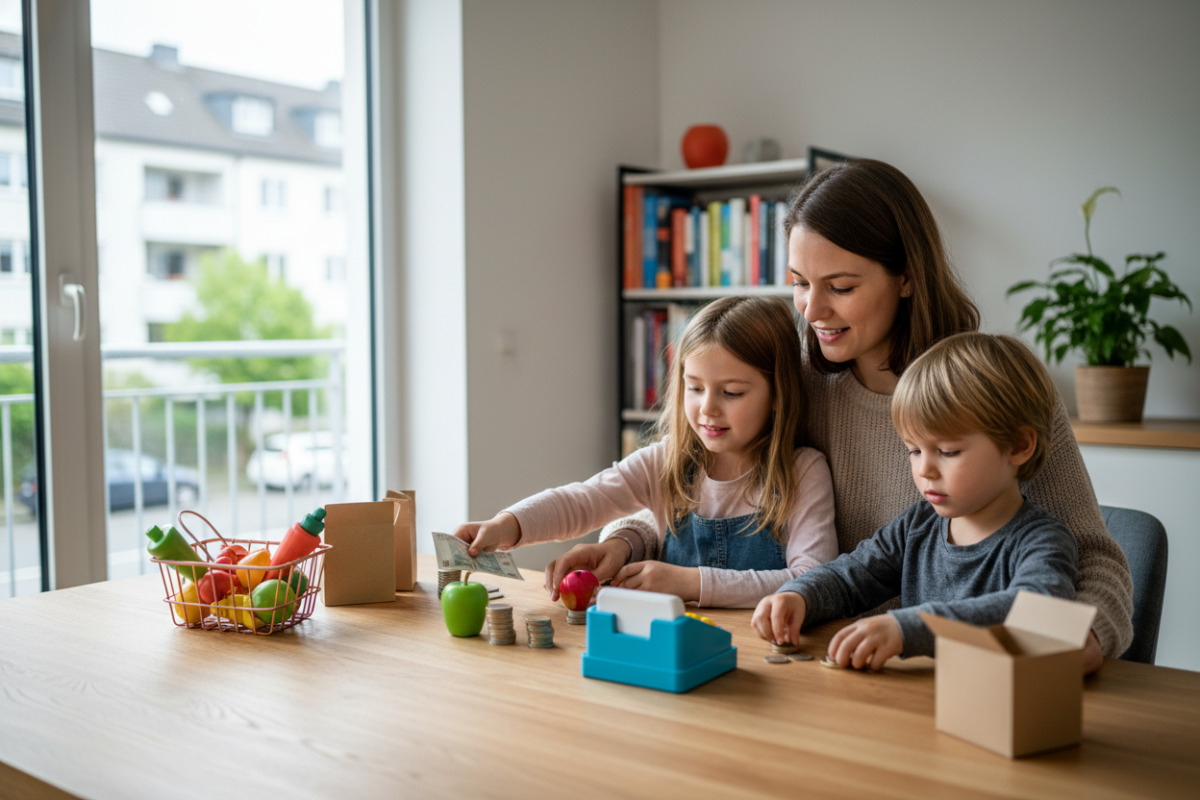 Kinder lernen Rückgeld am besten mit echten Gegenständen, vertrauten Einkaufssituationen und gemeinsamer, entspannter