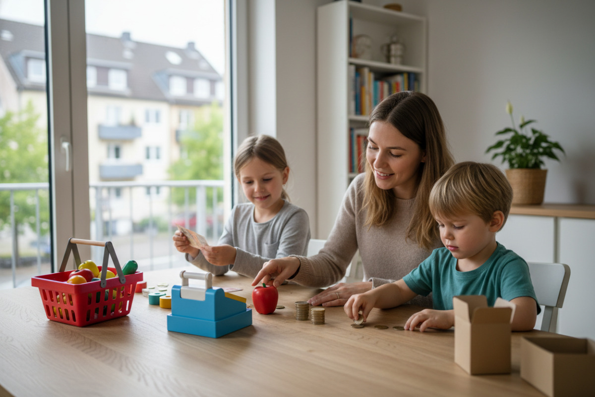 Kinder lernen Rückgeld am besten mit echten Gegenständen, vertrauten Einkaufssituationen und gemeinsamer, entspannter