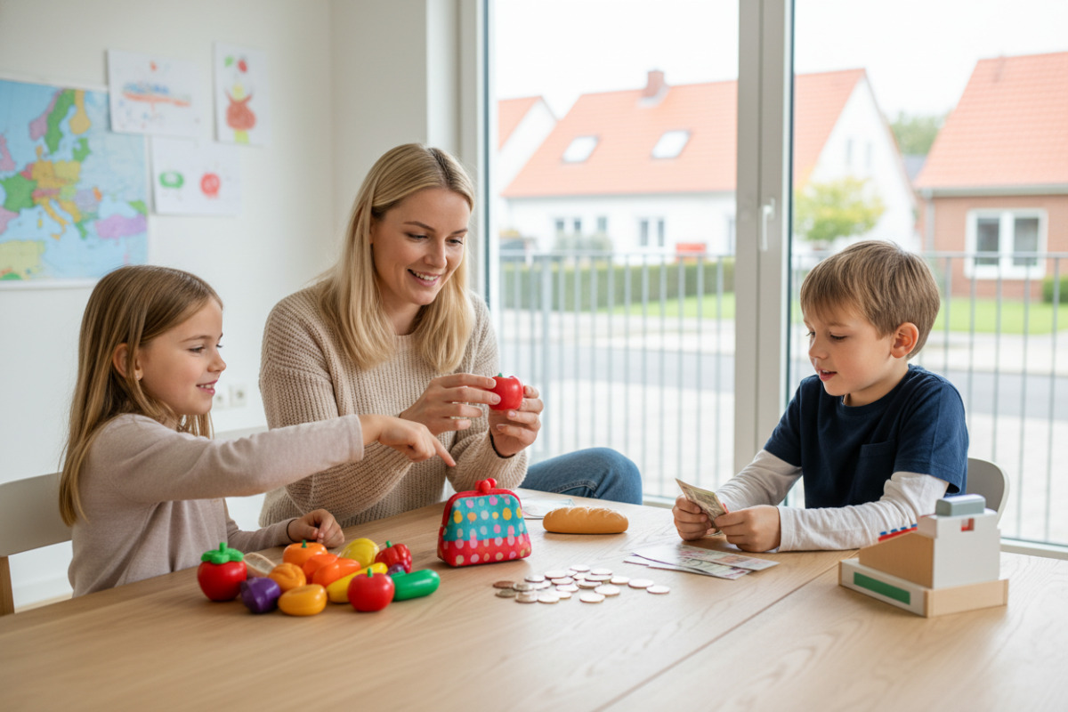 Kinder lernen Rückgeld am besten mit echten Gegenständen, vertrauten Einkaufssituationen und gemeinsamer, entspannter