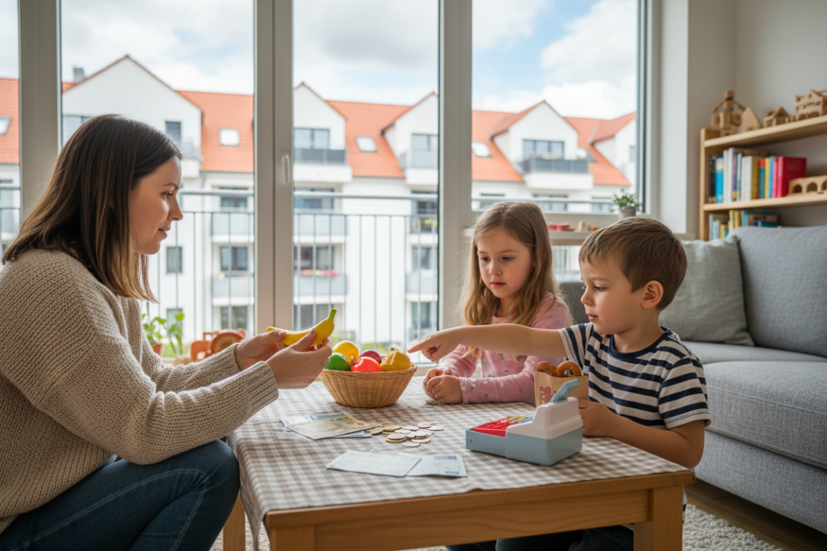 Kinder lernen Rückgeld am besten mit echten Gegenständen, vertrauten Einkaufssituationen und gemeinsamer, entspannter