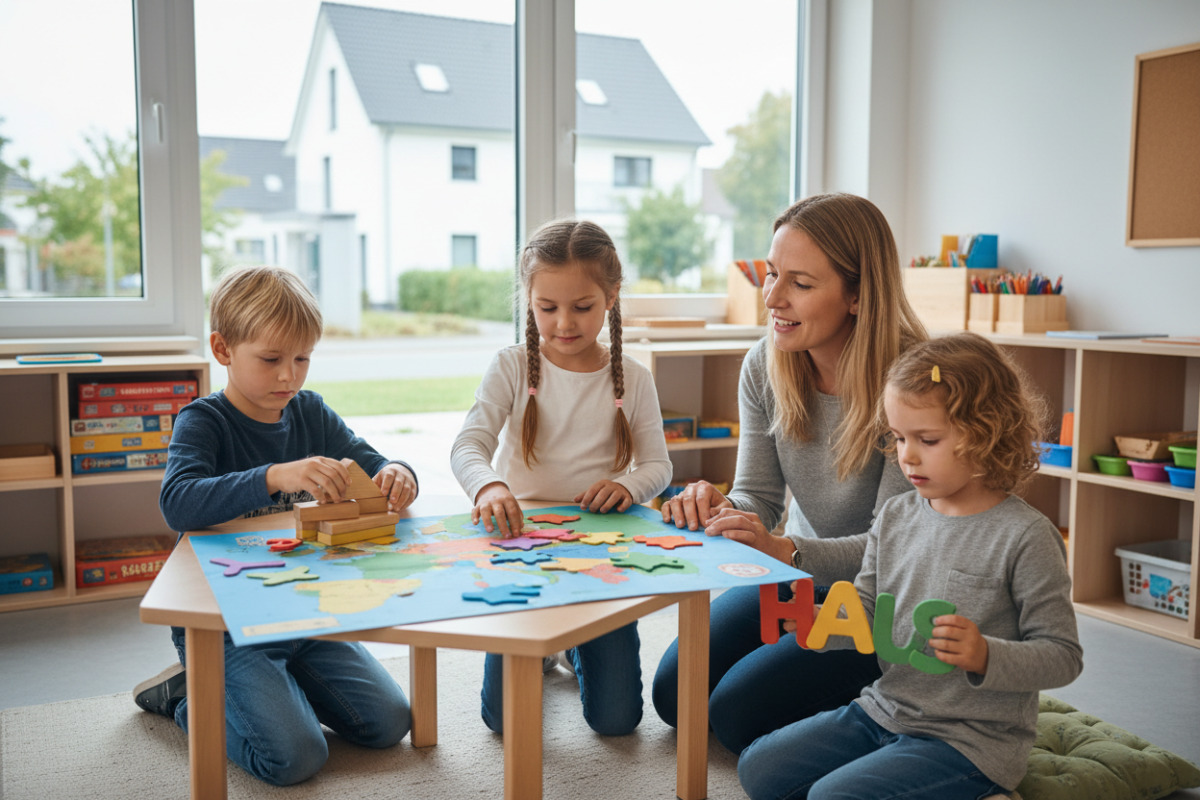 Alltagsszenen zeigen, wie Kinder in ruhiger Atmosphäre, mit Bewegung und anschaulichen Materialien leichter lernen