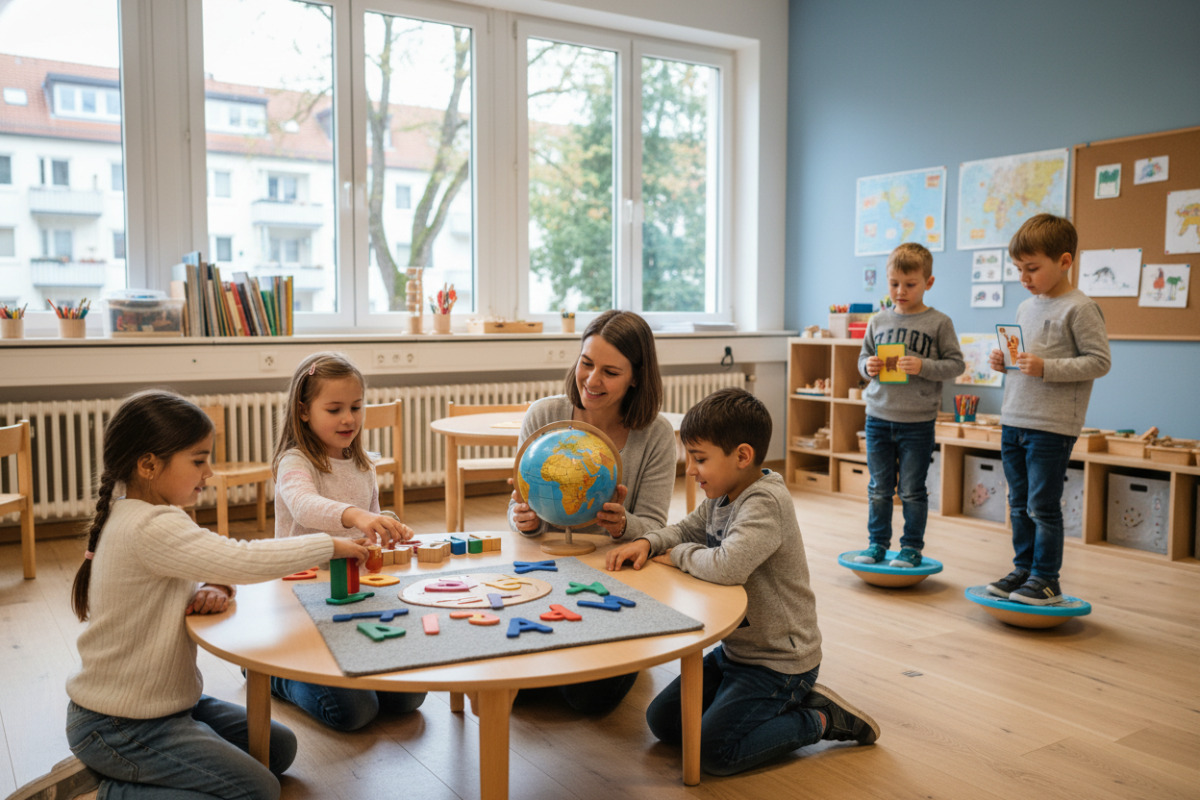 Alltagsszenen zeigen, wie Kinder in ruhiger Atmosphäre, mit Bewegung und anschaulichen Materialien leichter lernen