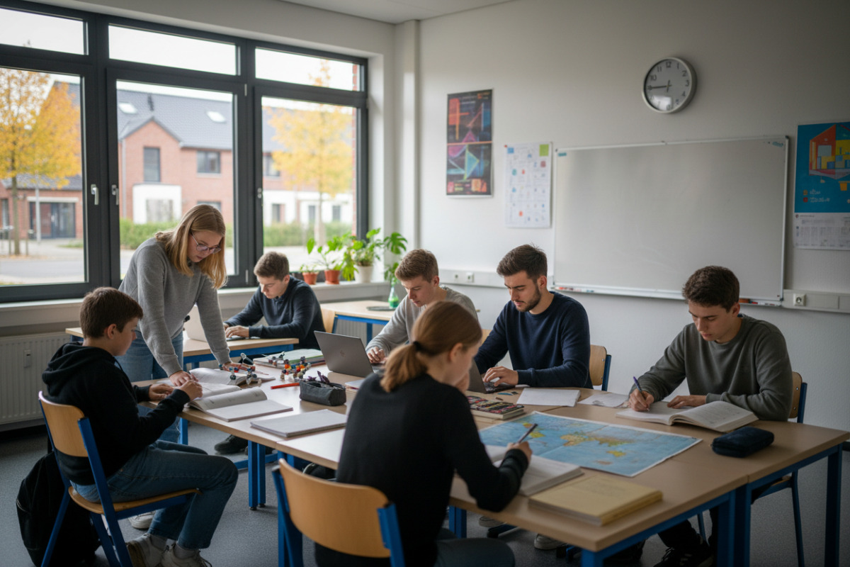 Abb. Schülerinnen und Schüler bereiten sich ruhig und konzentriert auf die Oberstufe vor.