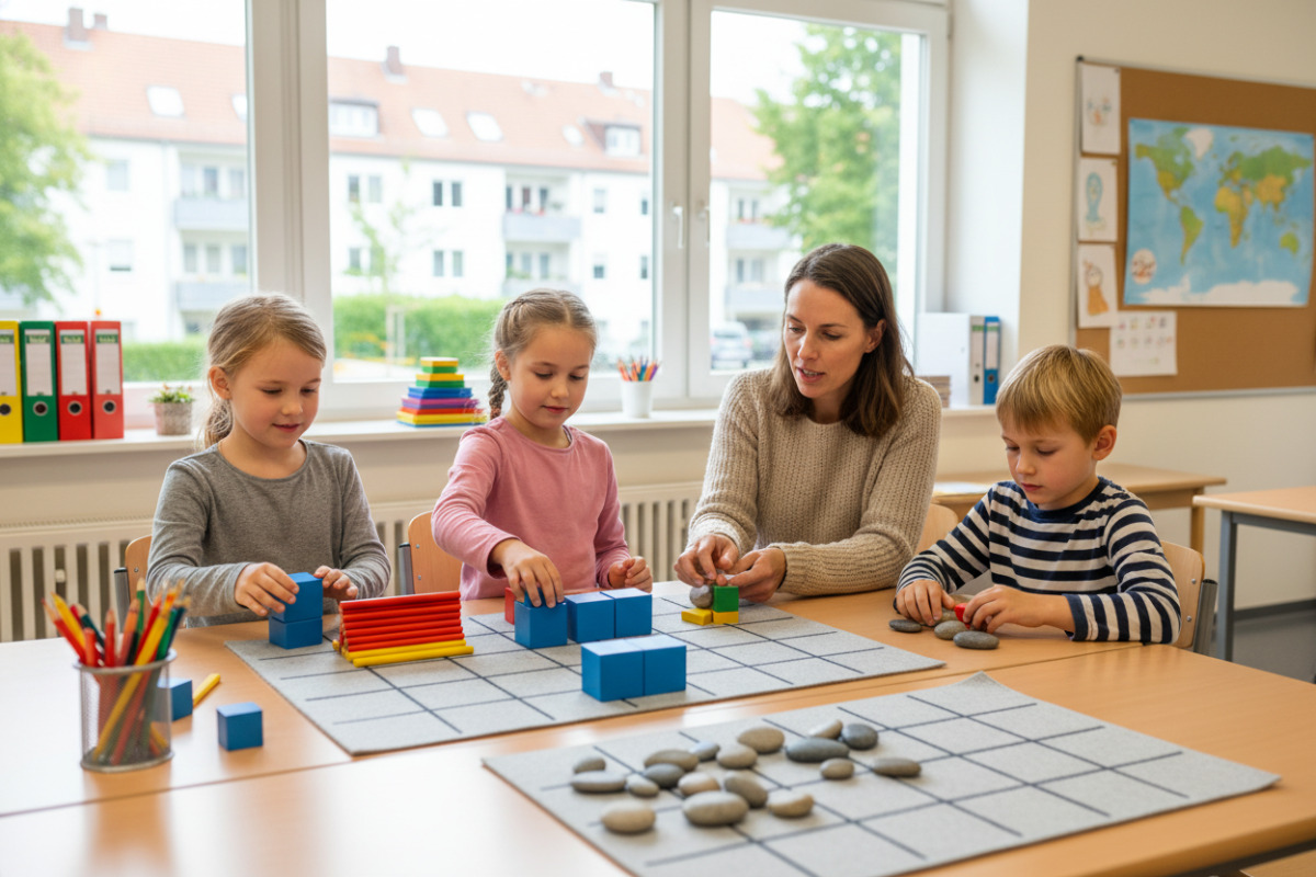 Abb. Rechnen wird greifbar, wenn Kinder Mengen sehen, anfassen und vergleichen dürfen.