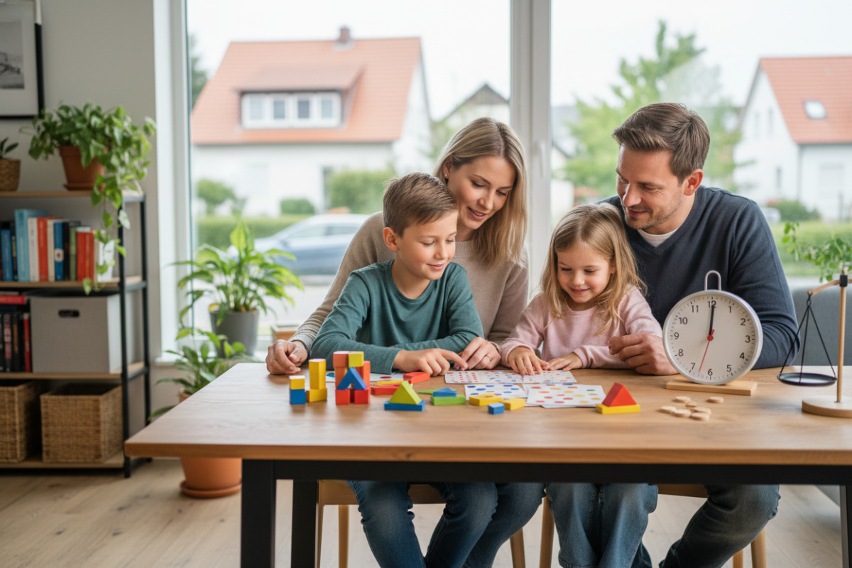 Spielerische Materialien, ruhige Gespräche und kleine Erfolgserlebnisse zeigen, wie Mathelernen im Alltag freundlich