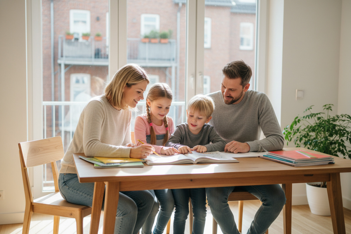 Abb. Gemeinsam rechnen klappt oft am besten in ruhiger, freundlicher Atmosphäre.