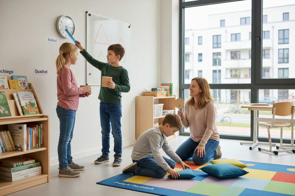 Alltagsgegenstände und Spielsituationen zeigen, wie Kinder geometrische Formen in ihrer Umgebung erkennen und benennen