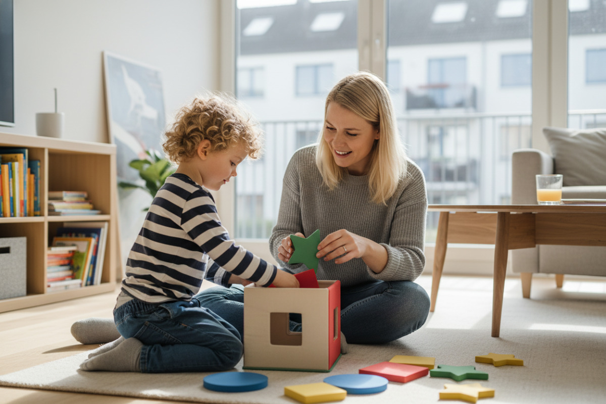Abb. Spielerische Übungen zu Hause stärken das Verständnis für Formen.