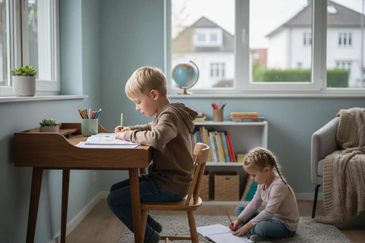 Abb. Ein ruhiger Lernplatz hilft Kindern, sich besser auf kurze Aufgaben zu konzentrieren.