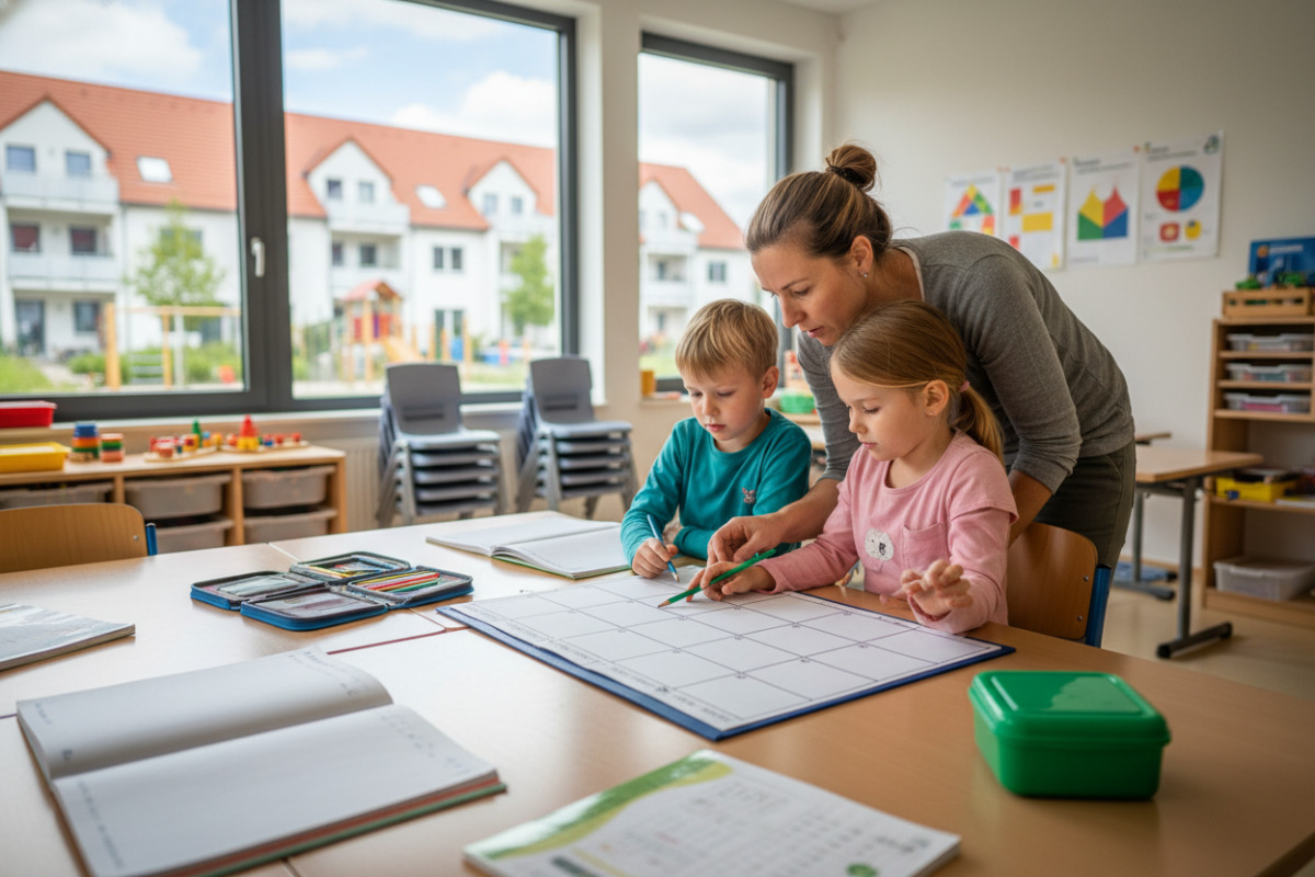 Abb. Kinder in der . Klasse brauchen oft noch Begleitung, bis Abläufe zur Gewohnheit werden.