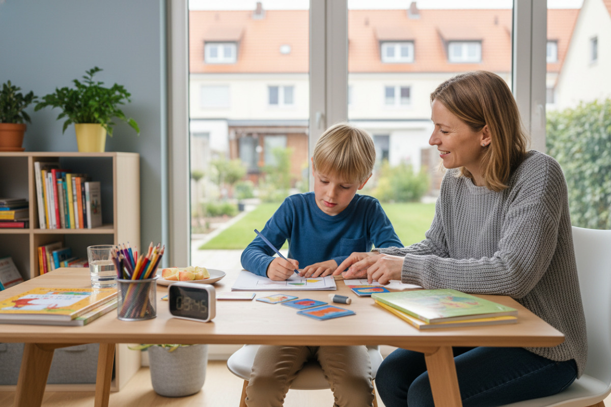 Ruhige Lernmomente entstehen durch klare Abläufe, kurze Aufgaben, passende Materialien und freundlichen Abschluss.