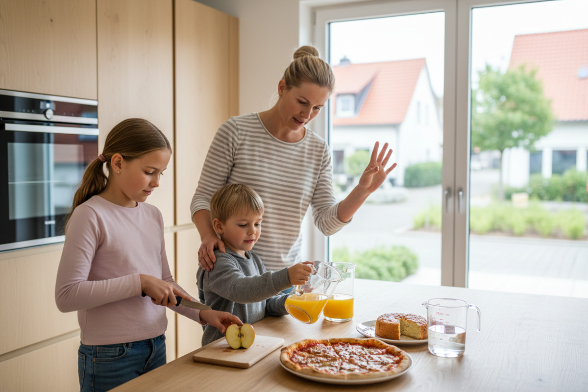 Die Bilder zeigen, wie Kinder Halbieren, Prozentanteile und Kommazahlen mit einfachen Alltagssituationen besser