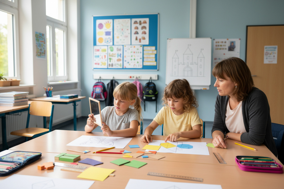 Abb. In der Grundschule wird Symmetrie handelnd, zeichnend und sprachlich entdeckt.