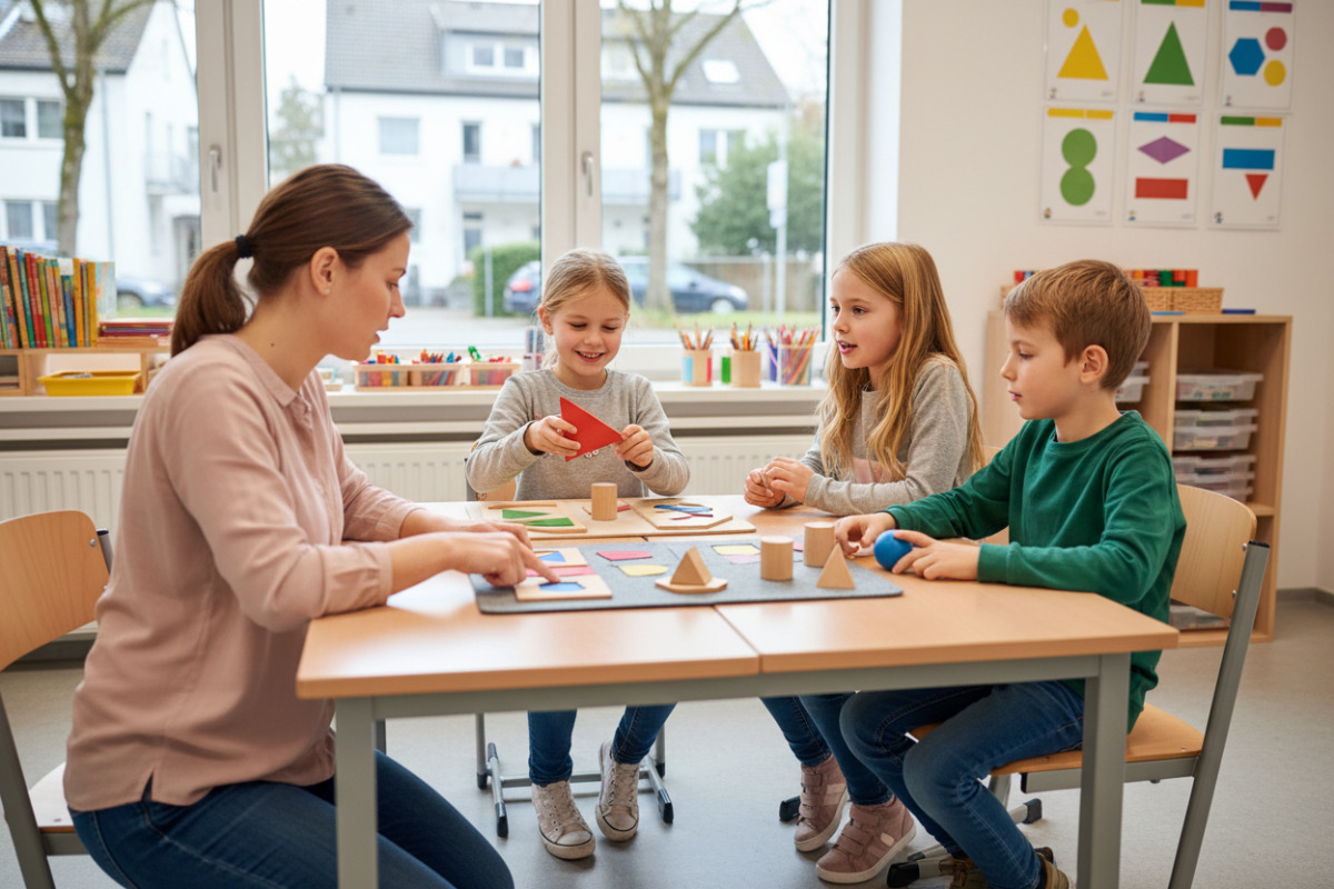 Alltagssituationen zeigen, wie Kinder Lerninhalte mit Formen, Materialien und gemeinsamen Gesprächen begreifen.