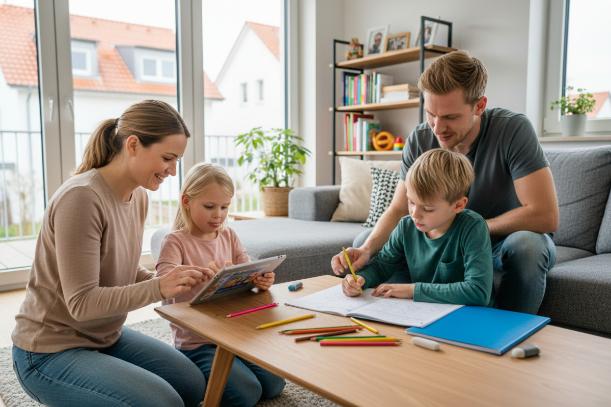 Abb. Kurze Übungsmomente lassen sich gut in den Familienalltag einbauen.